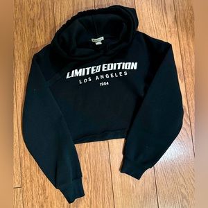 Black Los Angeles logo hoodie, crop top